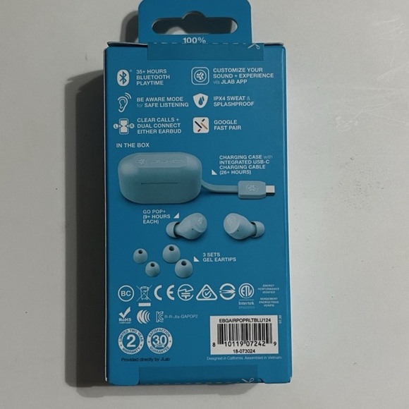 JLab Go Air Pop True Wireless Bluetooth Earbuds - Light Blue - Picture 2 of 10
